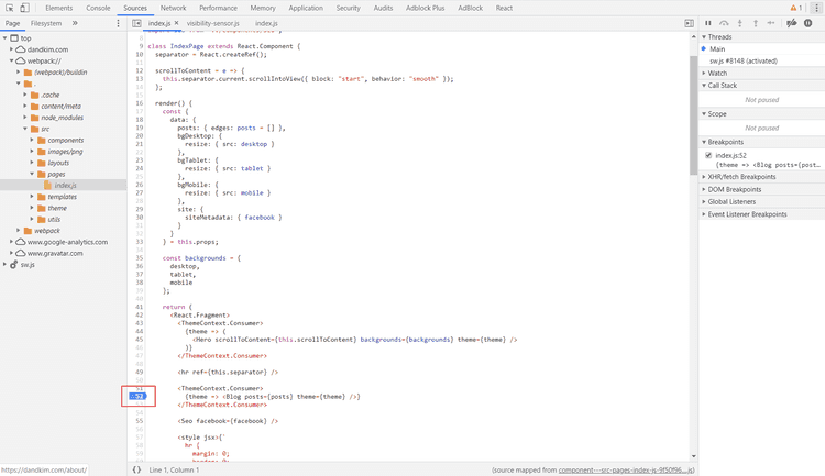 Chrome Devtools Breakpoint - dandkim.com