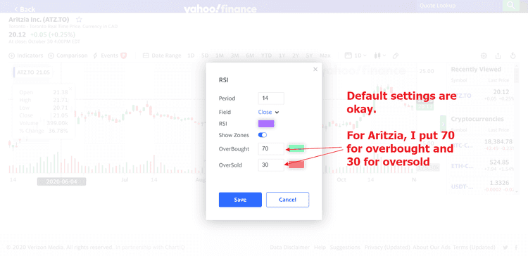 Configuring RSI options